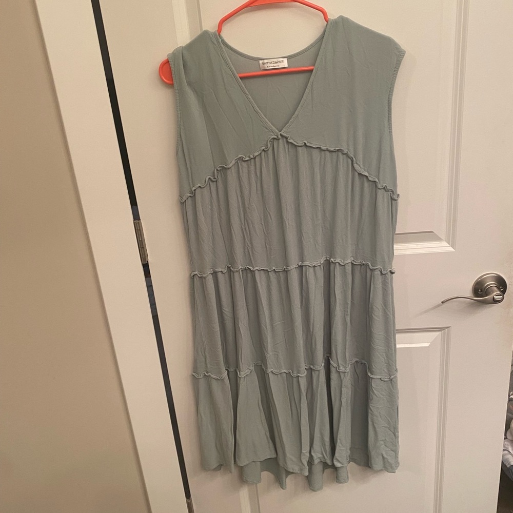 Sage chiffon dress.
